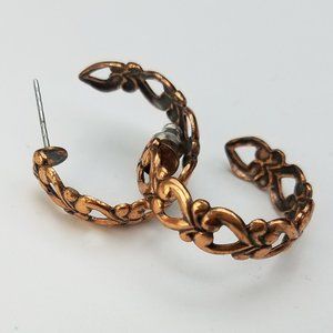 Vintage Copper Hoop Post Earrings